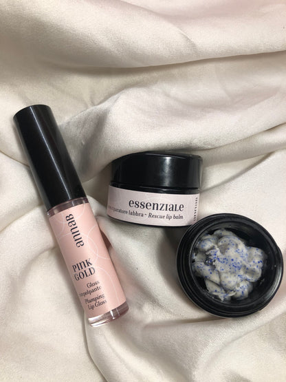 CHRISTMAS LITTLE COMPLETE RESCURE GLOW LIPS - MINI PREZIOSO + ESSENZIALE + PINK GOLD